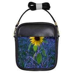 Blue Sunflower Girls Sling Bag by okhismakingart