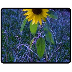 Blue Sunflower Fleece Blanket (medium)  by okhismakingart