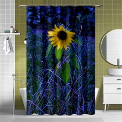 Blue Sunflower Shower Curtain 48  X 72  (small)  by okhismakingart