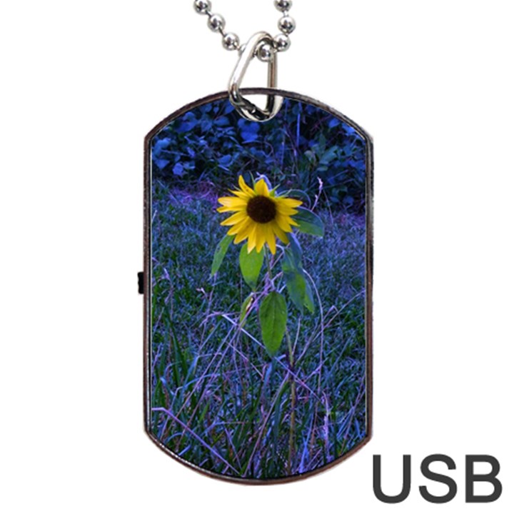 Blue Sunflower Dog Tag USB Flash (One Side)