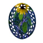 Blue Sunflower Oval Filigree Ornament (Two Sides) Front