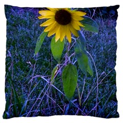 Blue Sunflower Large Cushion Case (two Sides) by okhismakingart