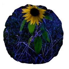 Blue Sunflower Large 18  Premium Round Cushions by okhismakingart