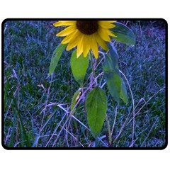 Blue Sunflower Double Sided Fleece Blanket (medium)  by okhismakingart