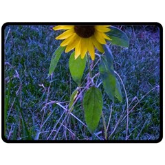 Blue Sunflower Double Sided Fleece Blanket (large)  by okhismakingart