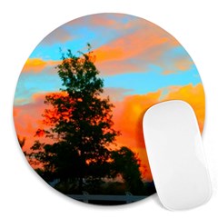 Neon Landscape Round Mousepads by okhismakingart