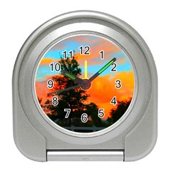 Neon Landscape Travel Alarm Clock by okhismakingart