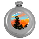 Neon Landscape Round Hip Flask (5 oz) Front