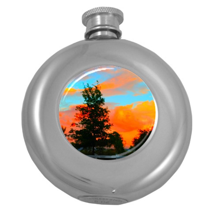 Neon Landscape Round Hip Flask (5 oz)