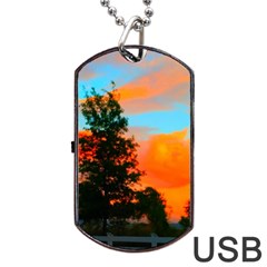 Neon Landscape Dog Tag Usb Flash (one Side) by okhismakingart