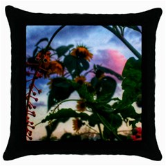 Sunflowers And Wild Weeds Throw Pillow Case (black) by okhismakingart