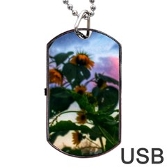 Sunflowers And Wild Weeds Dog Tag Usb Flash (two Sides) by okhismakingart