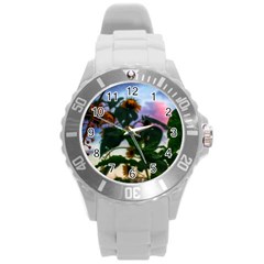 Sunflowers And Wild Weeds Round Plastic Sport Watch (l) by okhismakingart