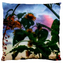 Sunflowers And Wild Weeds Large Flano Cushion Case (two Sides) by okhismakingart