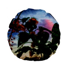 Sunflowers And Wild Weeds Standard 15  Premium Flano Round Cushions by okhismakingart