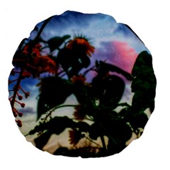 Sunflowers And Wild Weeds Large 18  Premium Flano Round Cushions by okhismakingart