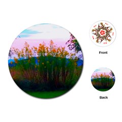 Field Of Goldenrod Playing Cards (round) by okhismakingart