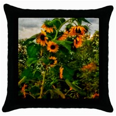 Sunflowers Throw Pillow Case (black) by okhismakingart