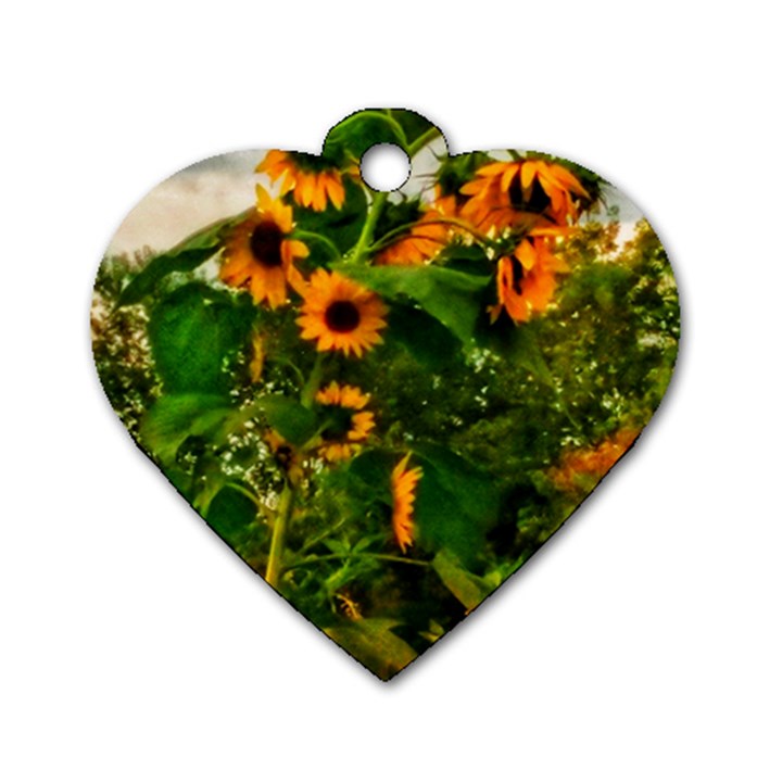 Sunflowers Dog Tag Heart (Two Sides)