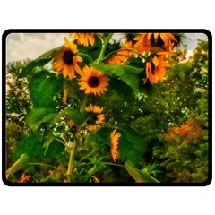 Sunflowers Fleece Blanket (large)  by okhismakingart