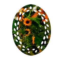 Sunflowers Ornament (oval Filigree) by okhismakingart