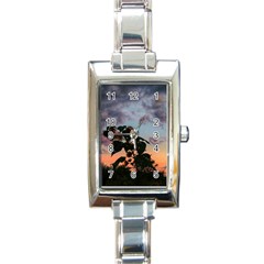 Sunflower Sunset Rectangle Italian Charm Watch by okhismakingart