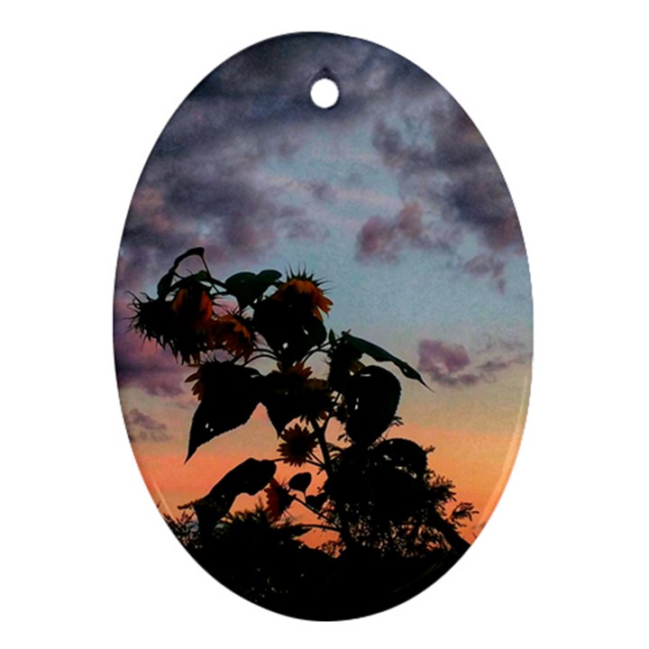 Sunflower Sunset Oval Ornament (Two Sides)