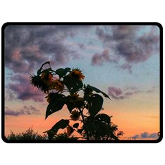 Sunflower Sunset Fleece Blanket (large)  by okhismakingart