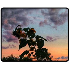 Sunflower Sunset Double Sided Fleece Blanket (medium)  by okhismakingart