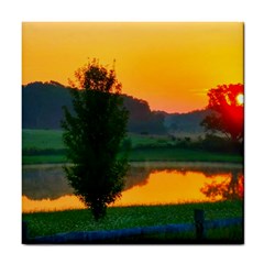 Lake Sunrise Tile Coasters by okhismakingart