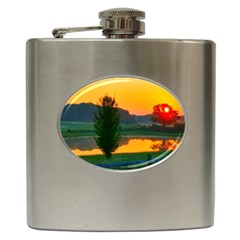 Lake Sunrise Hip Flask (6 Oz) by okhismakingart