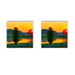 Lake Sunrise Cufflinks (square) by okhismakingart