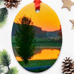 Lake Sunrise Oval Ornament (two Sides) by okhismakingart