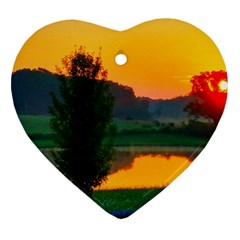 Lake Sunrise Heart Ornament (two Sides) by okhismakingart