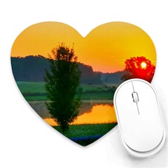 Lake Sunrise Heart Mousepads by okhismakingart