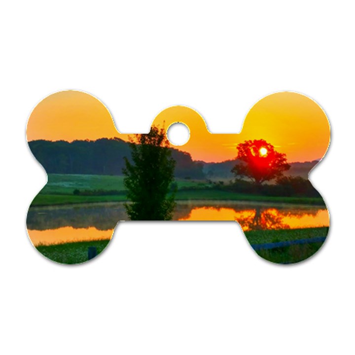 Lake Sunrise Dog Tag Bone (Two Sides)