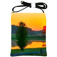 Lake Sunrise Shoulder Sling Bag by okhismakingart