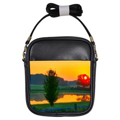 Lake Sunrise Girls Sling Bag by okhismakingart