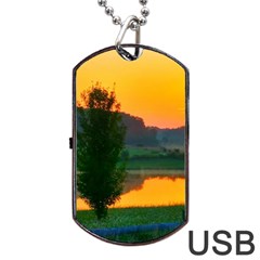 Lake Sunrise Dog Tag Usb Flash (one Side) by okhismakingart