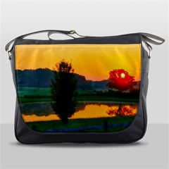 Lake Sunrise Messenger Bag by okhismakingart