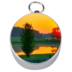 Lake Sunrise Silver Compasses by okhismakingart