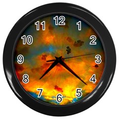 Tie-dye Sky Wall Clock (black) by okhismakingart