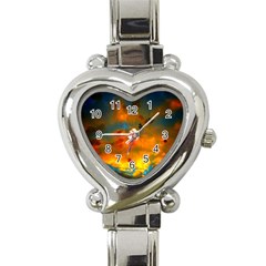 Tie-dye Sky Heart Italian Charm Watch by okhismakingart