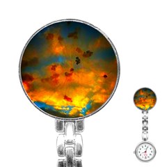 Tie-dye Sky Stainless Steel Nurses Watch by okhismakingart