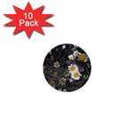 Black And White With Daisies 1  Mini Buttons (10 pack)  Front