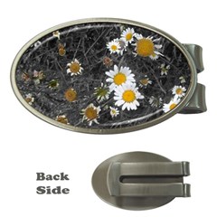 Black And White With Daisies Money Clips (oval)  by okhismakingart