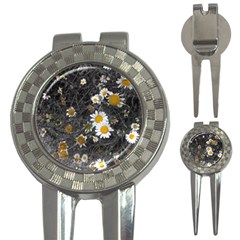 Black And White With Daisies 3-in-1 Golf Divots by okhismakingart