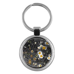 Black And White With Daisies Key Chains (round)  by okhismakingart