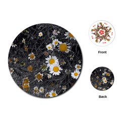 Black And White With Daisies Playing Cards (round) by okhismakingart