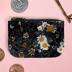 Black And White With Daisies Mini Coin Purse by okhismakingart